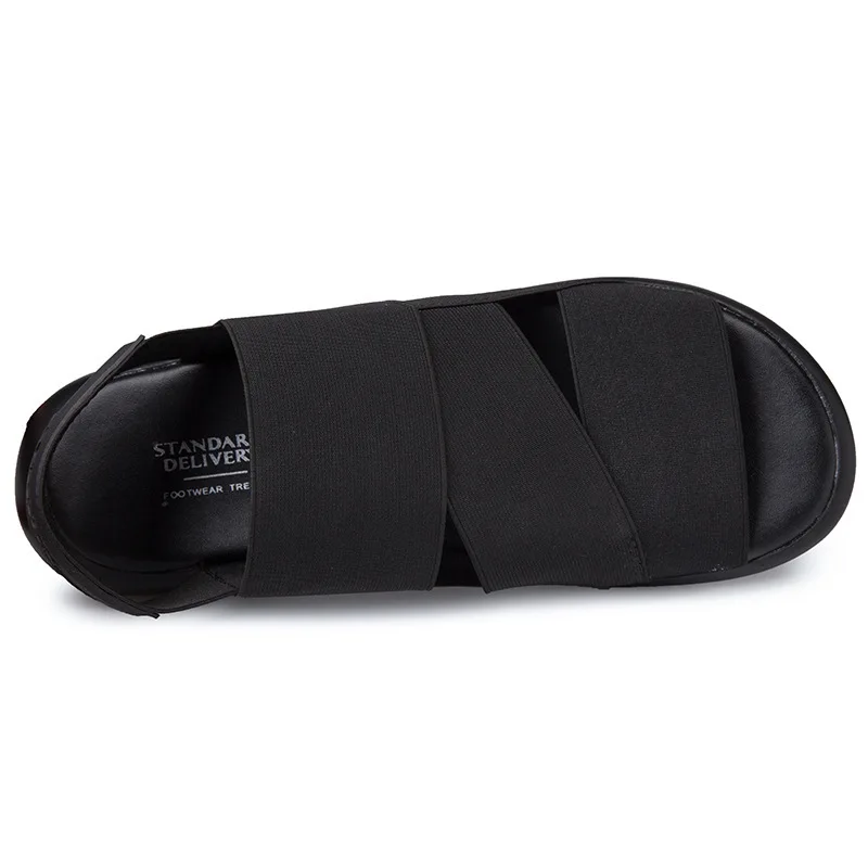 

Rome Sandals Viet Nam Summer Teenager All Black And White with Pattern Elastic High Junior High School Students BOY'S Cool Fashi