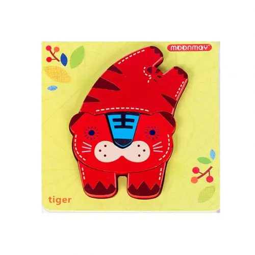 Tiger Мультяшные крокодилы животные деревянные пазлы доска образование детская игрушка подарок - Цвет: Tiger