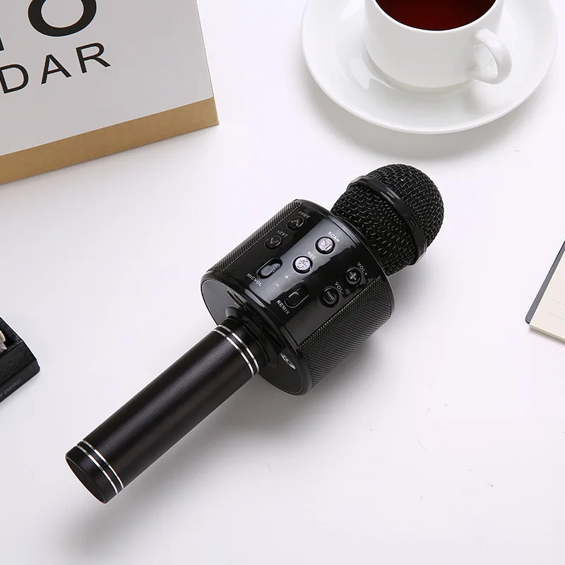 Bluetooth караоке микрофон беспроводной Профессиональный динамик Consender ручной микрофон радио Mikrofon Studio Запись микрофон - Цвет: Black