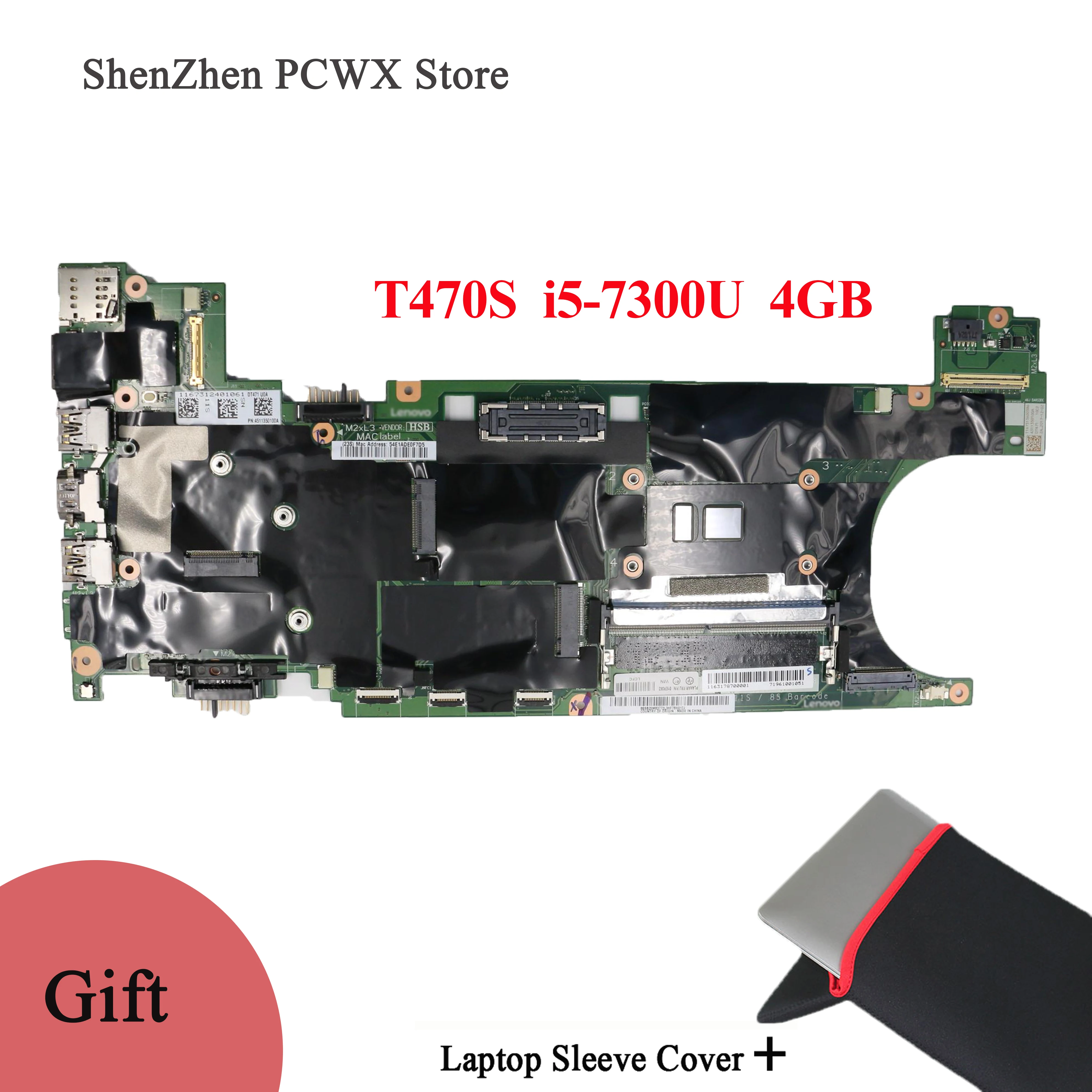  Integrated Video Card for Lenovo ThinkPad T470S Laptop Motherboard with Processor CPU i5-7300U DDR4