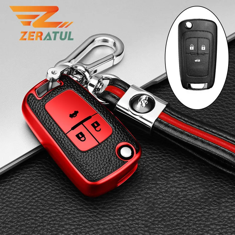 Zeratul Auto Leather TPU Car Key Cover Case Keychain for Opel Astra Corsa Meriva Zafira Antara J For Chevrolet Cruze Aveo Trax key case,key case cover,car key chain