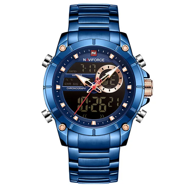 Мужские наручные часы naviforce лучший бренд класса люкс Модные Военные мужские кварцевые часы водонепроницаемые спортивные мужские наручные часы Relogio Masculino - Цвет: blue