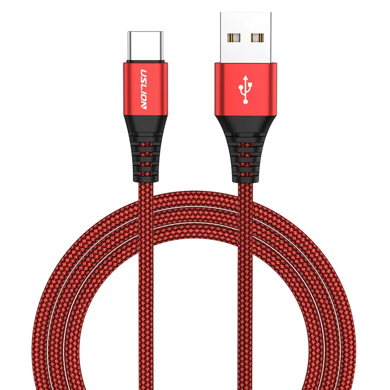 USLION 3A usb type C кабель для xiaomi redmi k20 pro USB C кабель для мобильного телефона Быстрая зарядка type C type-C устройства для samsung S9 - Цвет: Red