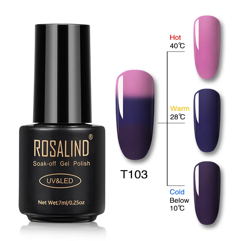 RAT103 Гель-лак для ногтей ROSALIND, меняющий температуру, Гель-лак, гибридные Лаки, 7 мл, УФ-светодиодный, впитывающий Гель-лак, Базовое покрытие для ногтей - Цвет: RAT103