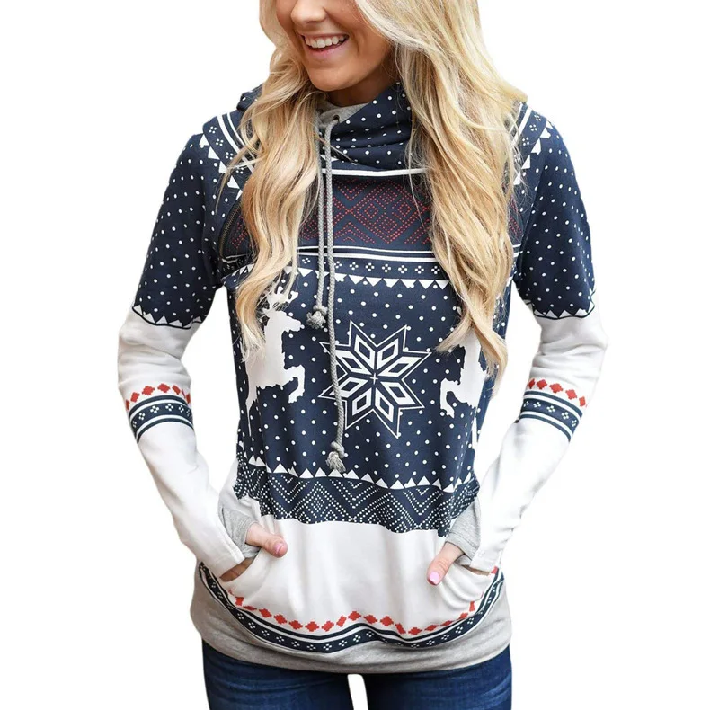 

Women Fall Christmas Pattern Series Sweatshirts Long Sleeve Casual Printed Pullover Hoodies Tops Winter Casual Hooded Hoodies