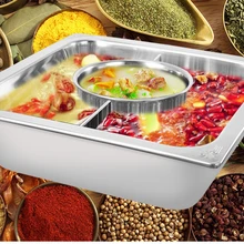 Утолщенный квадратный Сычуань Чунцин из нержавеющей стали, старый горячий горшок, кастрюля для приготовления утки, соленоидная плита, трение, блюдо, двойной вкус, суп