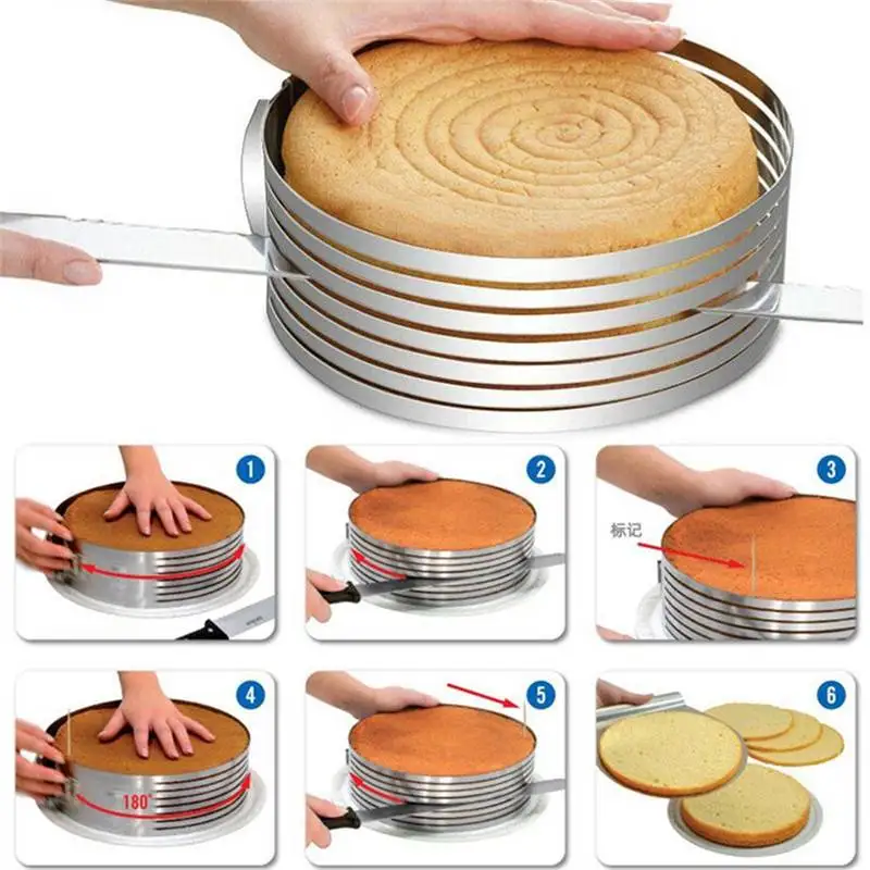 DIY Mousse Cake 1Pcs Adjustable Round Stainless Steel Ring Mold Layer Slicer Cutter | Дом и сад