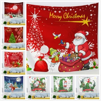 

44 Designs Christmas Tapestry Wall Hanging Santa Deer Snowman Pattern Bedroom Wall Art Picnic Blanket Christmas Decorations