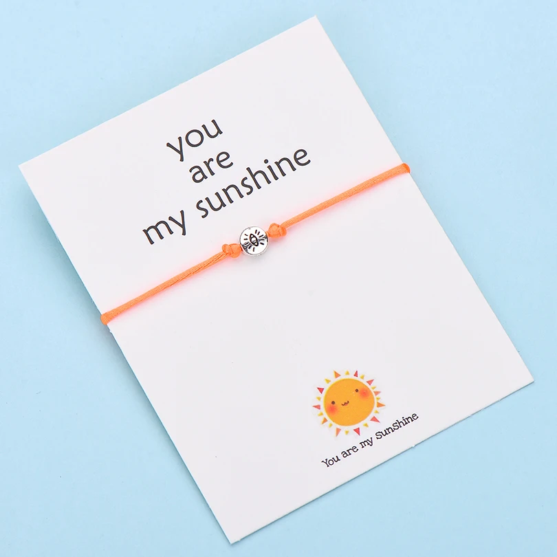 color 4 IYOE Wish Card You Are My Sunshine браслеты с глазами для женщин и мужчин, подарок на день рождения, винтажный браслет ручной работы с красной нитью - Окраска металла: color 4