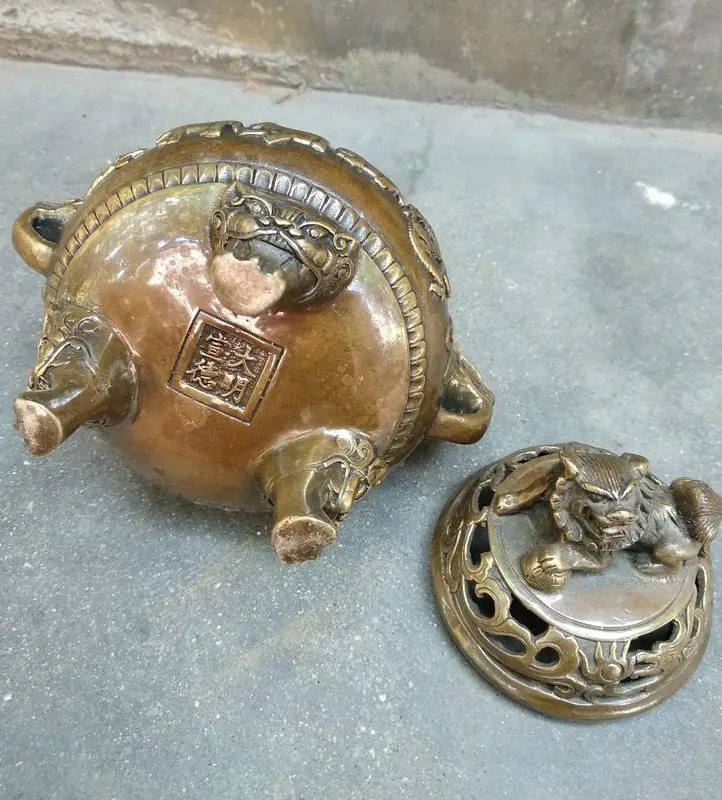 Старинная древняя горелка собака курильница ладан зверь 12 Aminal