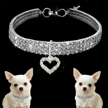 

Heart Shaped Pendant Pet Collar Adjustble Elastic Pet necklace Aluminum Alloy Choker Jewelry
