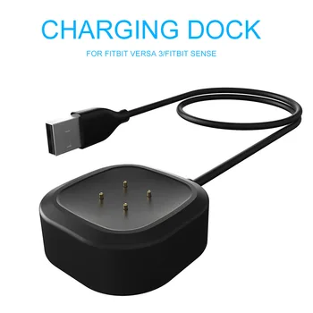 

1m Qi Fast Charger Dock Charging stand Charger Case Power Base USB Cable Data Sync For Fitbit Versa 3/sense Phone Accessories