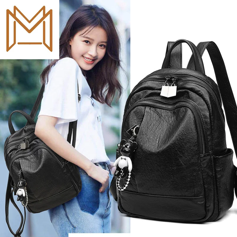 

Both Shoulders Package Woman 2019 Soft Leather Concise Trend Leisure Time Mini- Package Cowhide Small Backpack