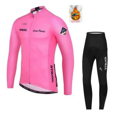 Strava с длинным рукавом Roupa De Ciclismo Invierno Hombre Термальность флис для групповой езды на велосипеде трикотажный комплект Зимний MTB велосипеда Костюмы - Цвет: 2