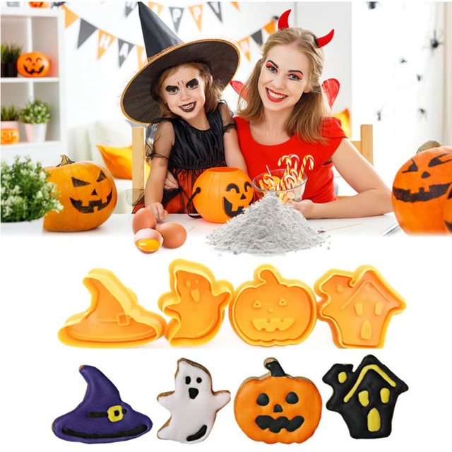 4ピース/セットハロウィンクッキー金型ビスケットスタンプ3Dクッキー