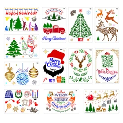 BalleenShiny 12PCS 17.8*26cm Christmas Painting Template Hollow DIY Painting Inkjet Tool Masking Spray Template Multi-purpose