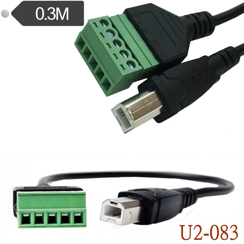 USB 2.0 Female B to Micro, Mini, Type-C Male Connector with Shield Terminal Bolt Screw - 5 Pin Female Adapter Cable (1ft) Description Image.This Product Can Be Found With The Tag Names Mini usb type b female socket 5 pin, Usb 20 mini b 5 pin female plug adapter, Usb adapter cable mini 5 pin female