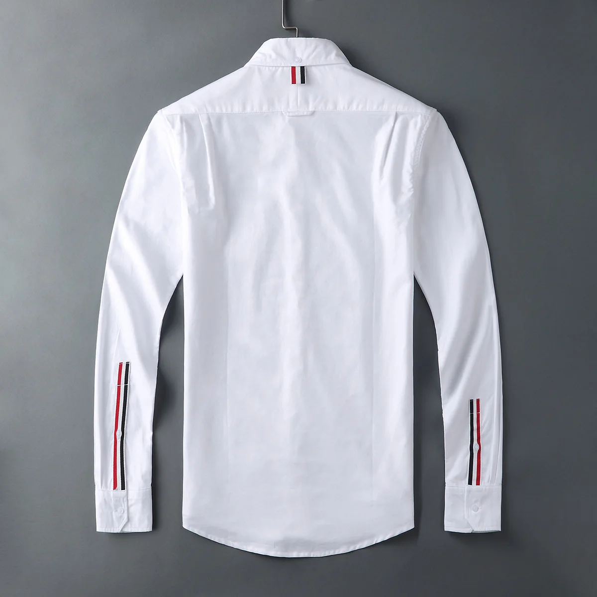 Tb THOM-Camiseta blanca de manga larga para hombre, Top informal de algodón Oxford, diseño coreano, suave, alta calidad, Unisex