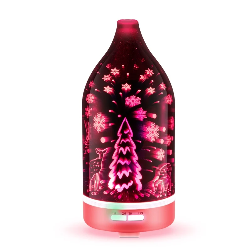 

Christmas 3D Glass Essential Oils Diffuser Ultrasonic Air Aroma Humidifier With 7 Color Electric Aromatherapy Nightlight