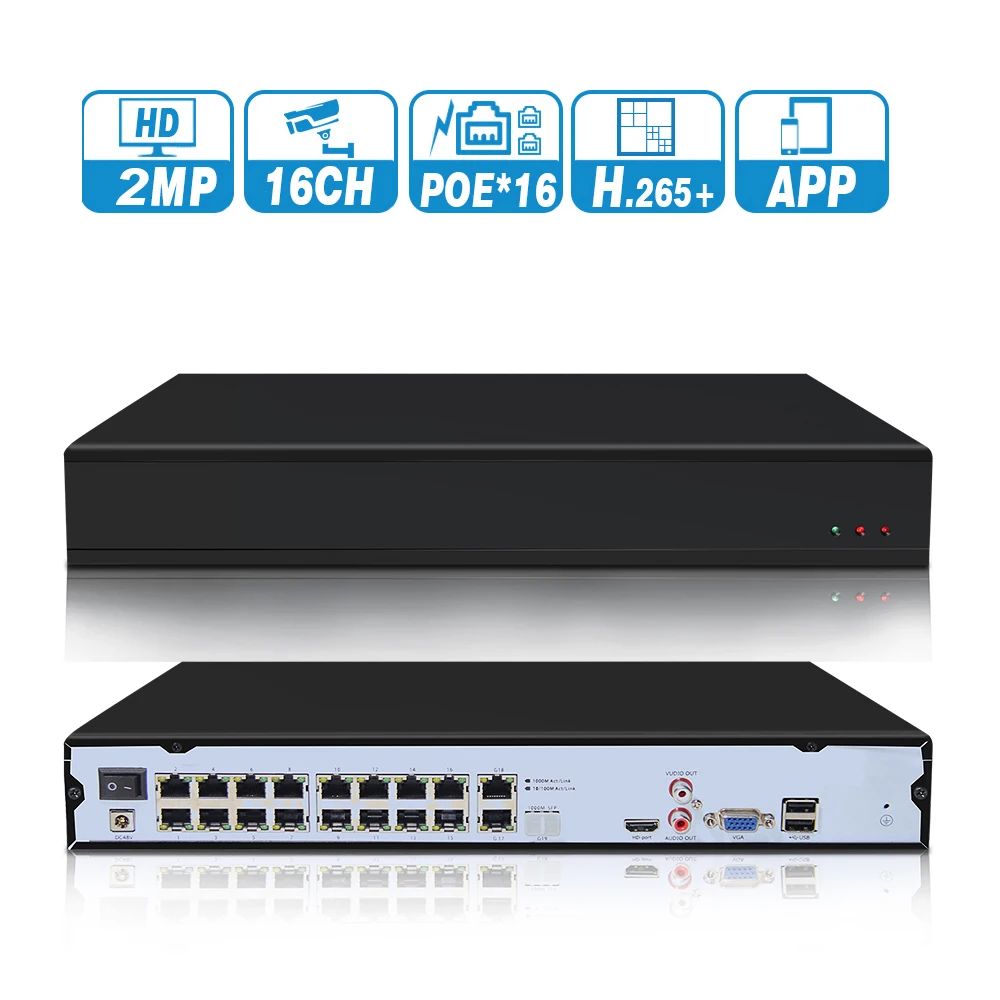  5MP 16CH cámara IP POE NVR Kit de sistema 1080P impermeable al aire libre P2P Cam HDD CCTV Audio Vi