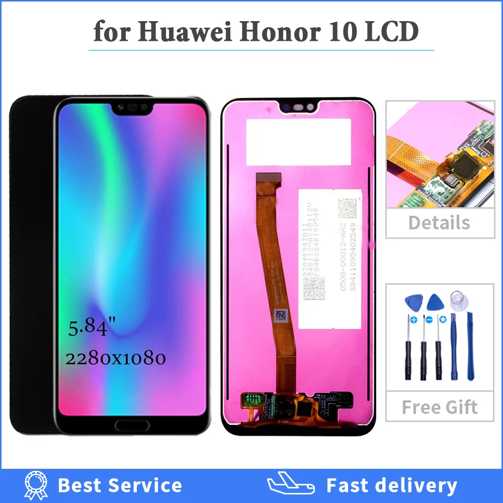 ЖК-дисплей для Huawei Honor 10 5 84 COL-L29 дюйма модуль сенсорной панели дигитайзер датчик в