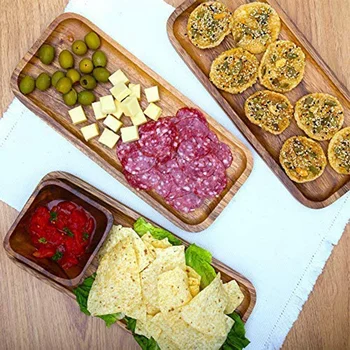 

Solid Wood Service Platter Highly Durable Dishwashers Can Be Used to Clean Rectangular Party Plates to Avoid Slipping and Spilli