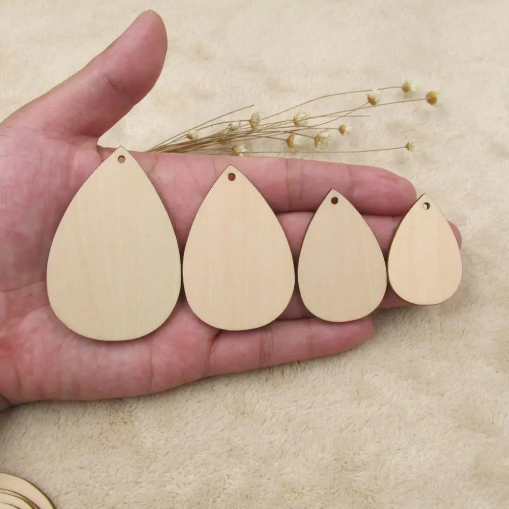 Teardrop Unfinished Wood Earring Blank, Teardrop Earring Blanks