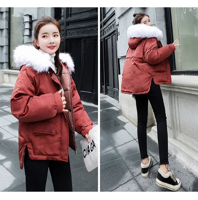 Зимнее пуховое пальто с капюшоном и меховым воротником, короткая теплая Женская куртка Casaco Feminino Abrigos Mujer Invierno, парки, верхняя одежда, пальто Ru50
