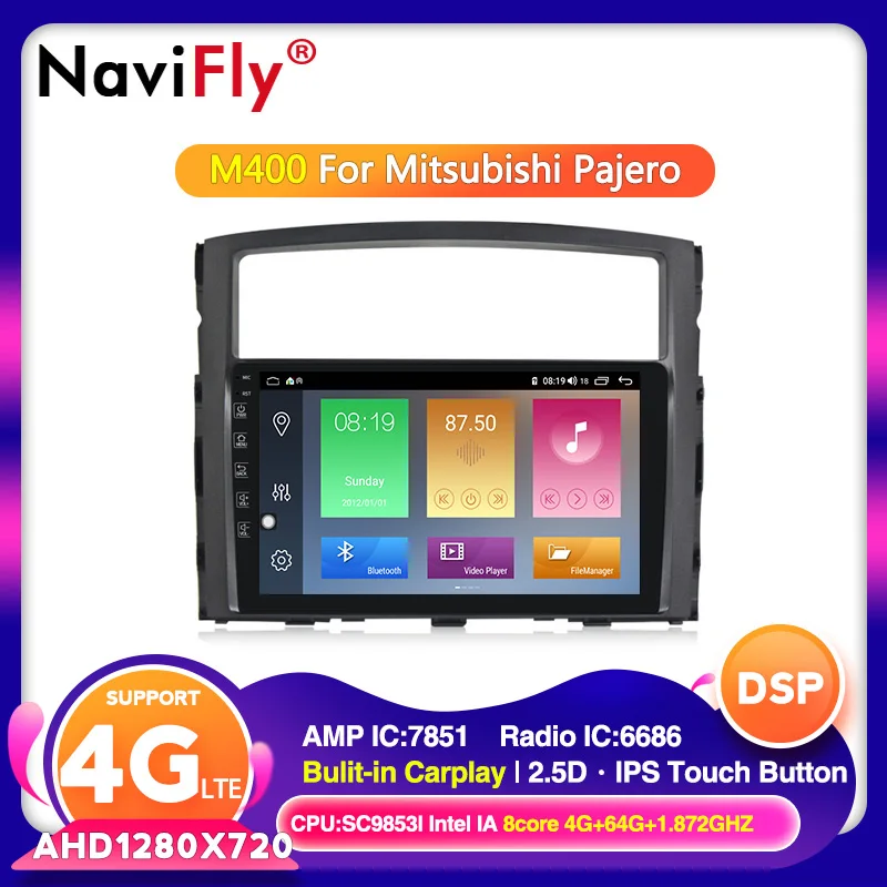 Мультимедийный плеер для Mitsubishi Pajero 2006-2014 4G Wi-Fi Восьмиядерный Android 10 0 2din DVD