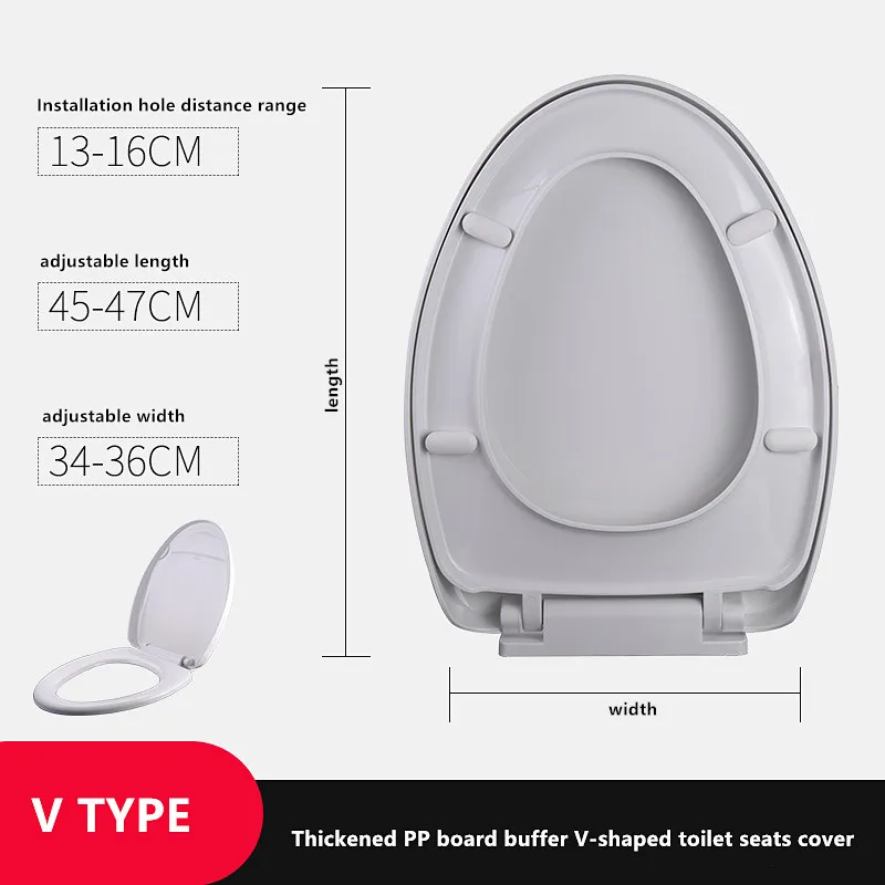 Toilet Seats V TYPE Различные стили Универсальный толстый UVO тип ПП доска медленно закрывающиеся сиденья для унитаза, сопротивление давления буфера сиденья для унитаза, J19409 - Цвет: Toilet Seats V TYPE