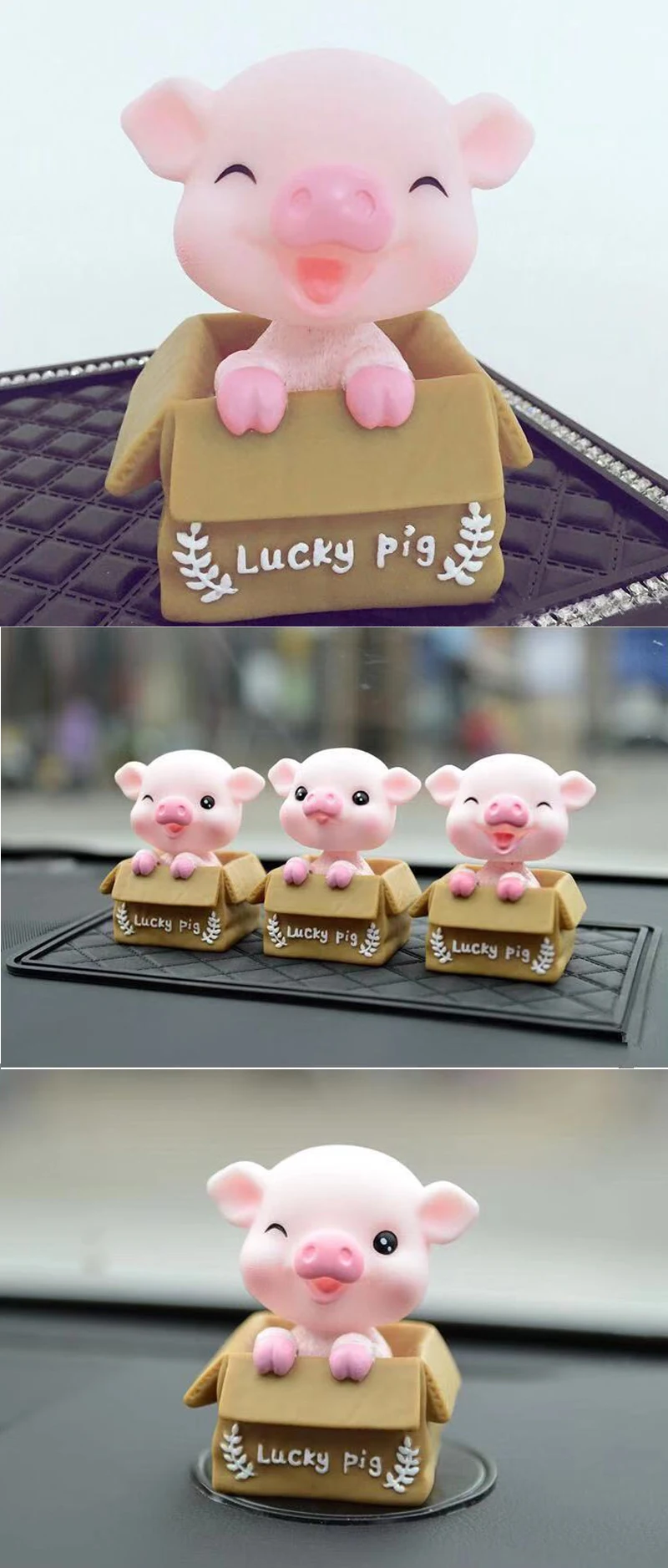 Car Interior Cute PVC Shake Head Lucky Pig Doll Vehicle Decoration Spring Shaking Head Pig Dolls Ornaments Supplies