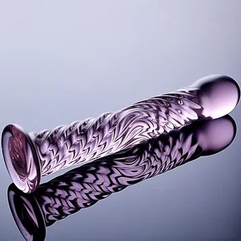17cm Dildo Realistic Glass Crystal Dildo With suction cup Sex Toys for Woman/Lesbian Sex Toy Slut G-spot Orgasme massage stick 2