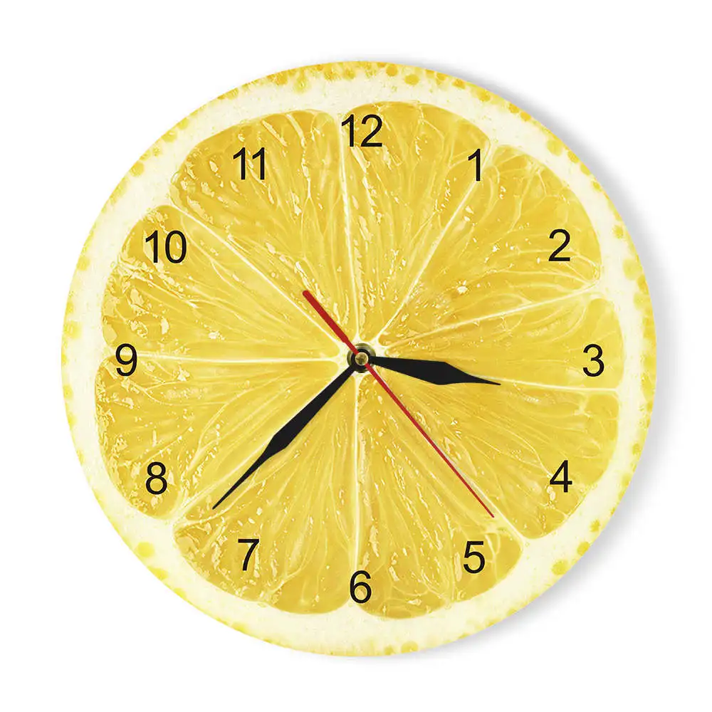 Orange Lemon Fruits Acrylic Wall Clock Lime Pomelo Modern Kitchen Clock Watch Home Decor Fresh Tropical Fruit Wall Art Timepiece