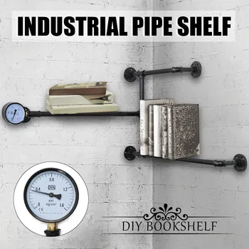 

Vintage Retro Black Iron Industrial Pipe Shelf Bracket Mounting Bracket Holder Wall Floating Storage Holders Racks Home Decor