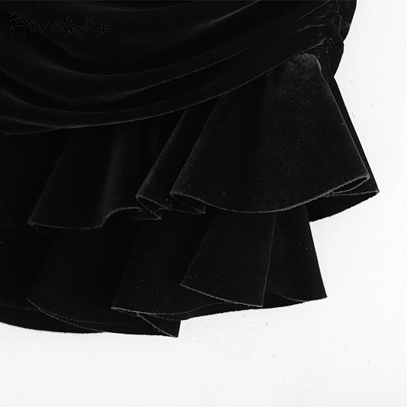 Huaxiafan, одноцветные юбки для женщин, Осень-зима, мини юбки, плиссированные черные женские юбки для фитнеса,, стильные новые юбки с высокой талией