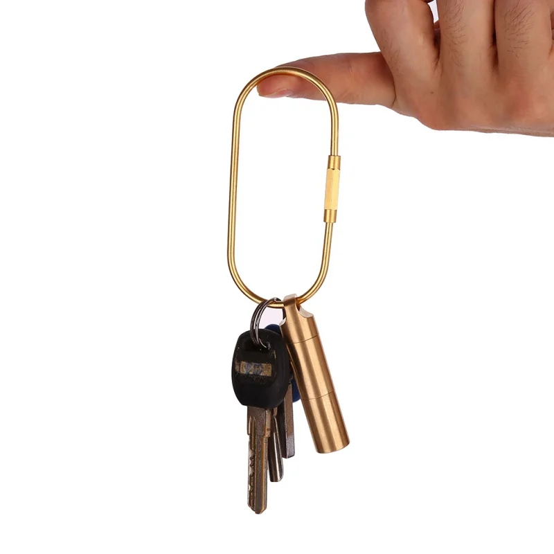 

D-type buckle Brass key ring Buckle carabiner keychain Waist Belt Clip anti-lost hanging keyring outdoor tools
