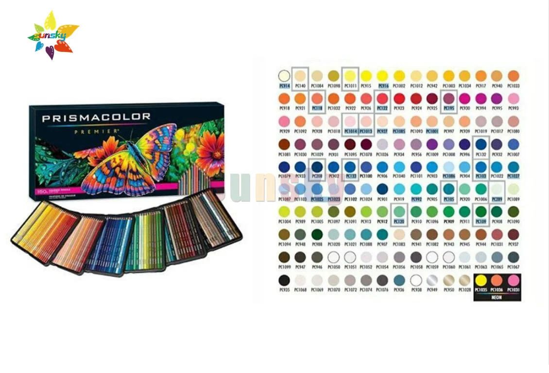 Complete List of 150 Prismacolor Premier Colored Pencils Names in