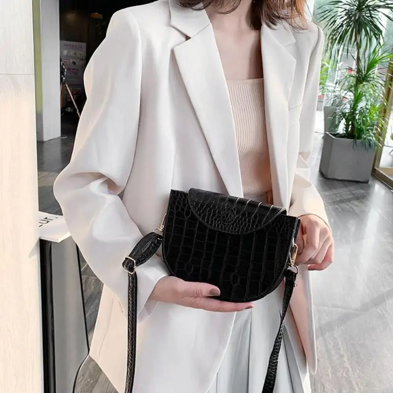 

Fashion Women Small Crossbody Bag PU Leather Semicircle Purse Shoulder Bags