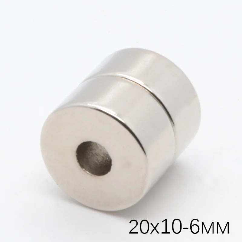 10Pcs 20x10 mm Hole 6mm Super Strong Round Neodymium Magnets Countersunk Ring Rare Earth Powerful Magnet NdFeB Magnetic