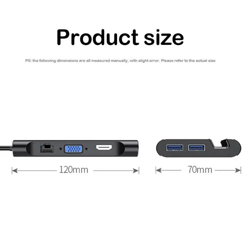 7 в 1 usb type-C концентратор к USB3.0 4K HDMI RJ45 Gigabit LAN VGA PD Быстрая зарядка конвертер Кронштейн дизайн док-станция