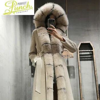 Online Lange Seitig Echte Doppel Jacke Kaninchen Pelz Liner Winter Mantel Frauen Parka Abrigos Mujer Invierno 2021 BL-608 YY776