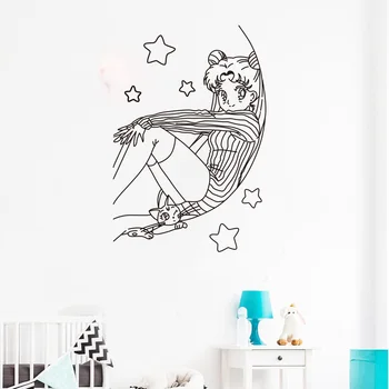 

Cute cartoon girl wall stickers home decoration poster kindergarten children room Sailor Moon Vinyl Wall Decals S145