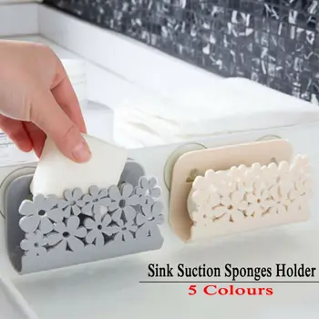 

Kitchen Bathroom Drying Rack Sink Suction Sponges Holder Rack Suction Cup Dish Cloths Holder Scrubbers Soap Storage Wall-mounted