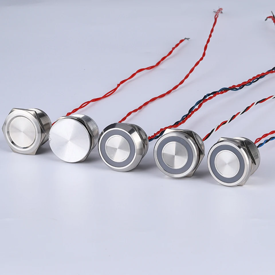 Кольцо Led 2A 25 мм водонепроницаемый IP68 фаска круглая головка пьезо переключатель кнопочный переключатель