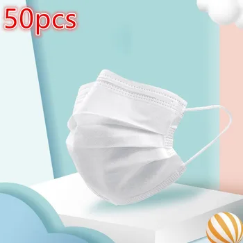 

50Pcs/Pack Disposable Face Masks Kids 3-Layer Dustproof Mouth Mask Dust Breathable Earloop Face Mask for Children