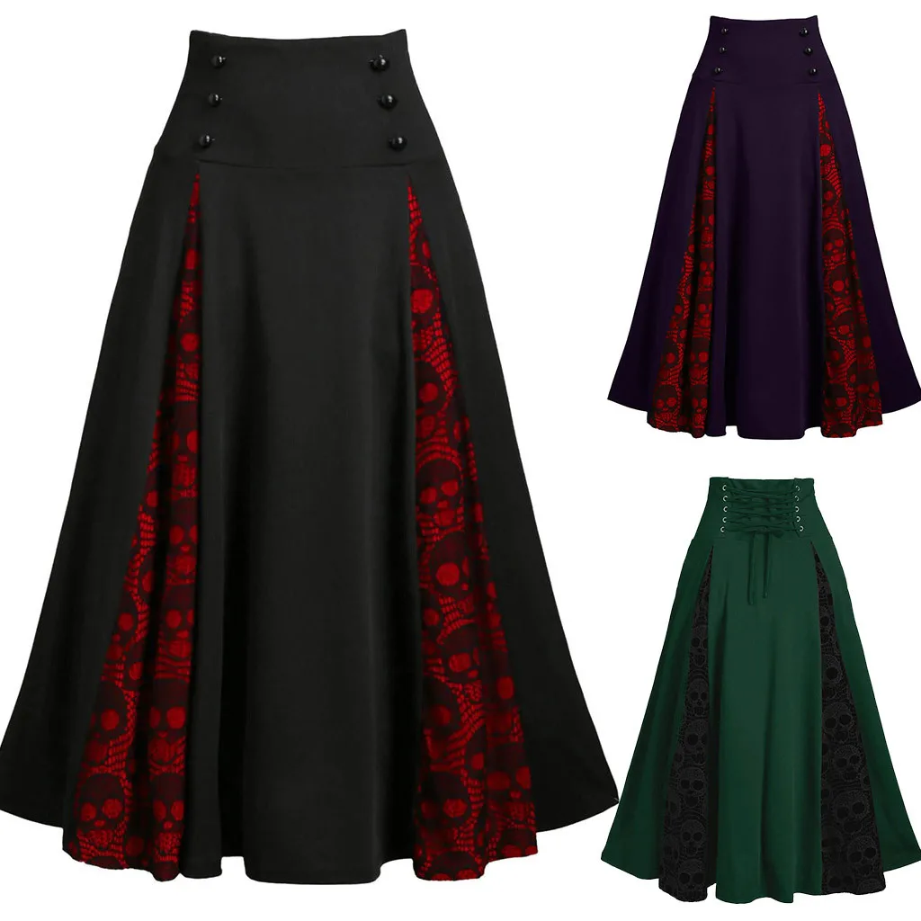 Women Plus Size Lace Patchwork High Waist Skirt Gothic Pleated Skirt Sweet Party Sweet Elegant Clothing Skirt New Arrival