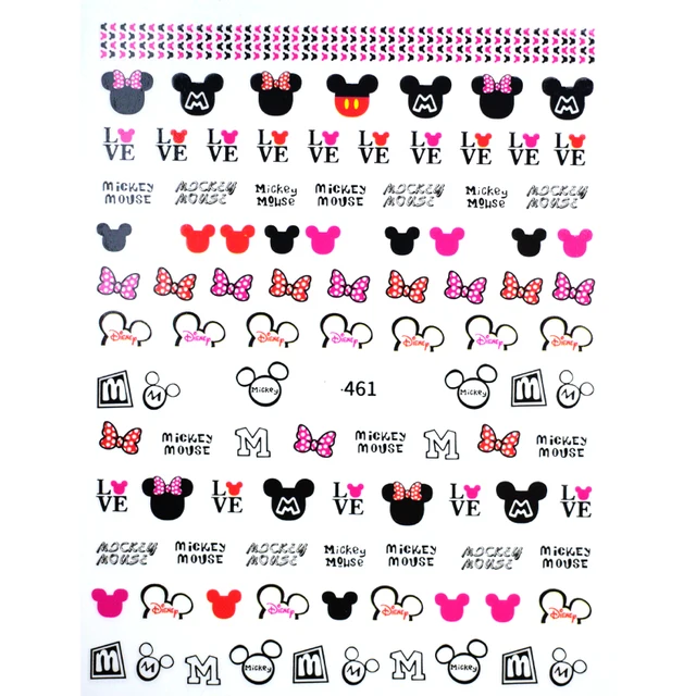 1PCS Disney Cartoon Anime Collection Star Design Nail Sticker Mickey Mouse Donald Duck Lion King Mermaid Stitch Nail Slider DD461