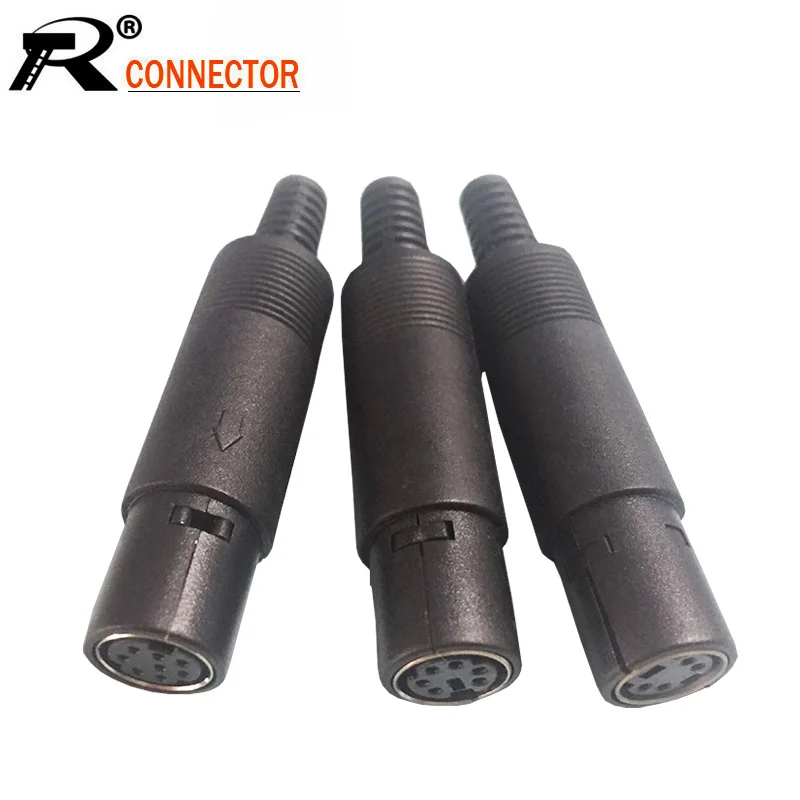 100 шт./лот Mini DIN гнездовой разъем 3 4 5 6 7 8 9 Pin Din с пластиковой ручкой паяльные кабели