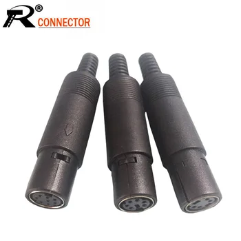 

10pcs/lot Mini DIN Female Connector 3 4 5 6 7 8 9 Pin Din Female Jack With Plastic Handle DIN Soldering Cables DIY Connector
