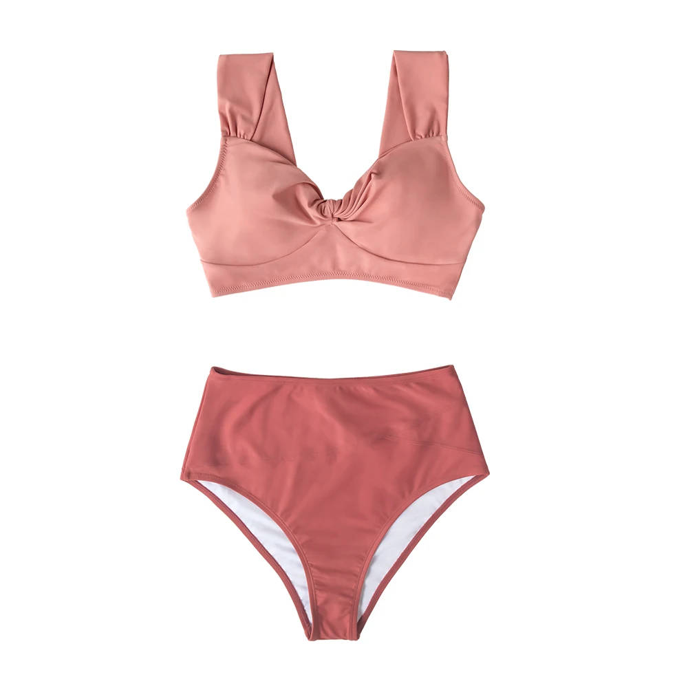 SEASELFIE Tank Top High Waisted Bikini Sets Women Sexy Pink and Red Two Pieces Swimsuits 2020 Girls Swimming Suits Biquini